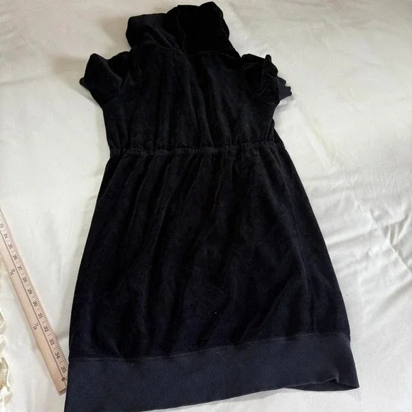 Y2K black velour zip hoodie dress Juicy Couture size large - Picture 6 of 6